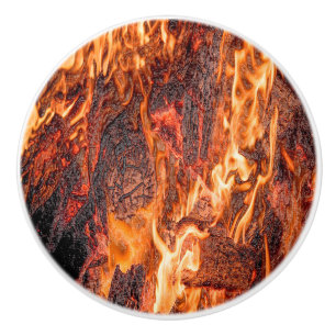 Orange flame ceramic knob