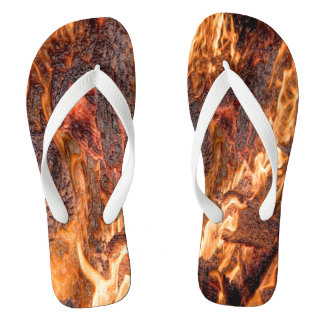 Orange flame flip flops