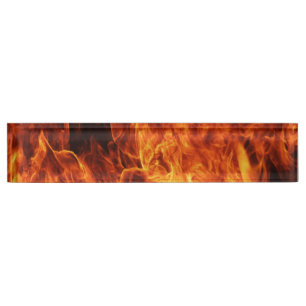Orange flame nameplate