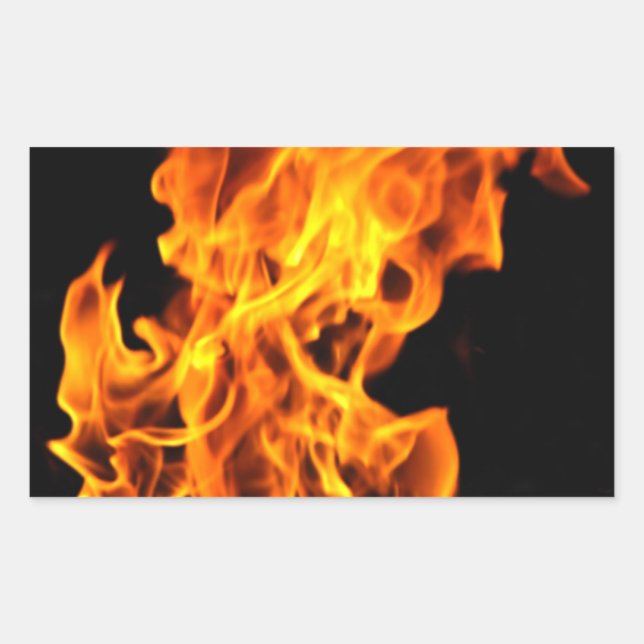 Orange flame rectangular sticker (Front)