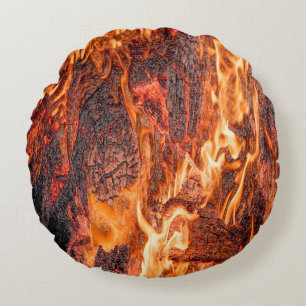 Orange flame round cushion