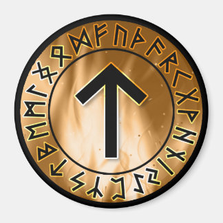 Orange Flame Rune Circle [17. Tiwaz] Magnet