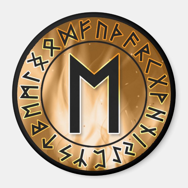 Orange Flame Rune Circle [19. Ehwaz] Magnet (Front)