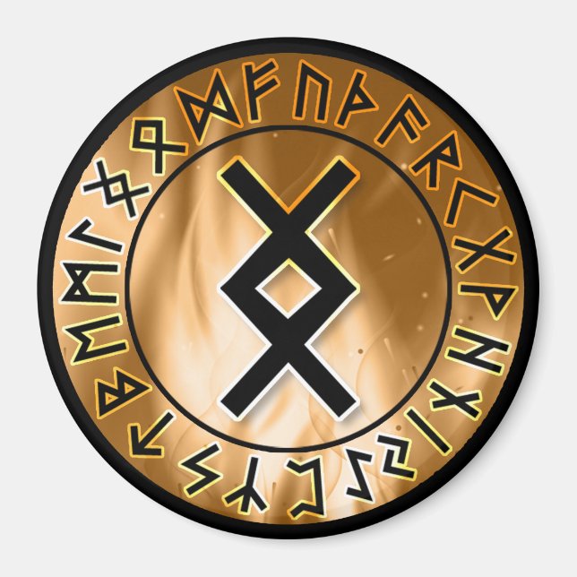 Orange Flame Rune Circle [22. Inguz] Magnet (Front)