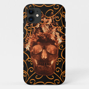 Orange Flame Skull iPhone 5G Case