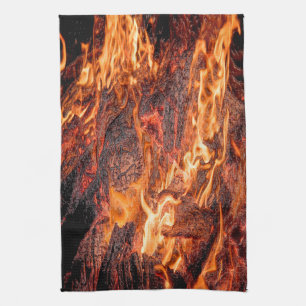 Orange flame tea towel