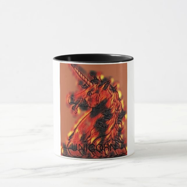 Orange Flames Fire Unicorn Magical Horse Mug (Center)