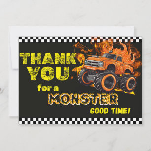 Orange Flames Monster Truck Thank You Note