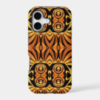 orange flames Native totem pole tribal pattern