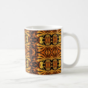 orange flames Native totem pole tribal pattern Coffee Mug