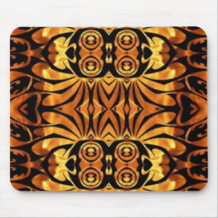 orange flames Native totem pole tribal pattern Mouse Mat