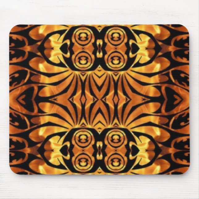 orange flames Native totem pole tribal pattern Mouse Mat (Front)