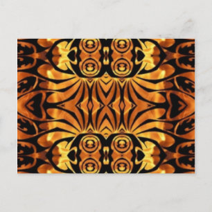 orange flames Native totem pole tribal pattern Postcard