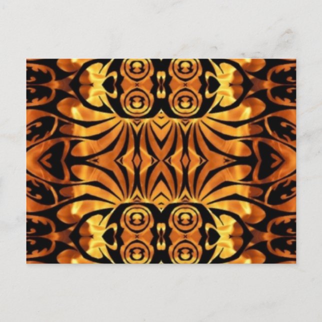 orange flames Native totem pole tribal pattern Postcard (Front)