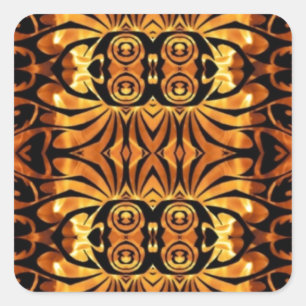 orange flames Native totem pole tribal pattern Square Sticker