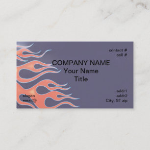 orange flames on purple paint business card