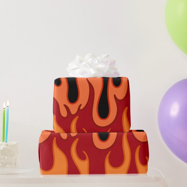 Orange Flames Wrapping Paper (Party Gifts)
