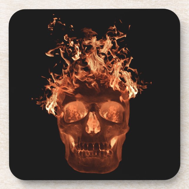 Orange Flaming Skull Coasters (Front)