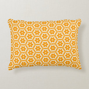 Orange Floral Accent Pillow