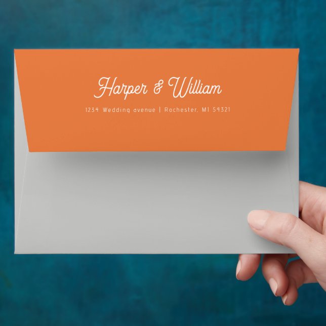 Orange floral address wedding envelope (Hand)