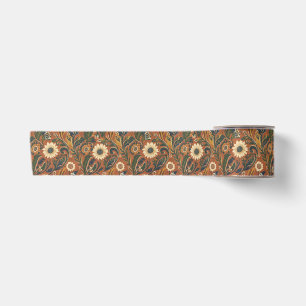 Orange Floral Aesthetic Satin Ribbon