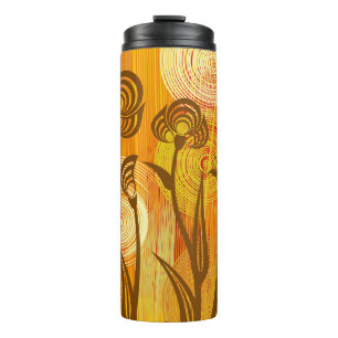 Orange floral background thermal tumbler