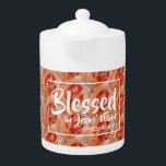 Orange Floral | BLESSED | Christian Scripture<br><div class="desc">Celebrate your faith, whilst drinking your favourite hot beverage. Inspirational message reminds you that you are blessed in Jesus' Name. Scripture reference Ephesians 1:3 (Blessed with every spiritual blessing). All fully customisable so you can personalise with your own favourite Scripture reference or text (eg. your name). This would also make...</div>