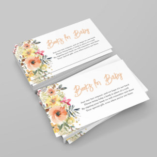 Orange Floral Books for baby  Enclosure Card