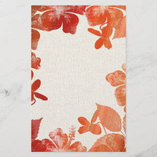 Orange Floral Border Stationery