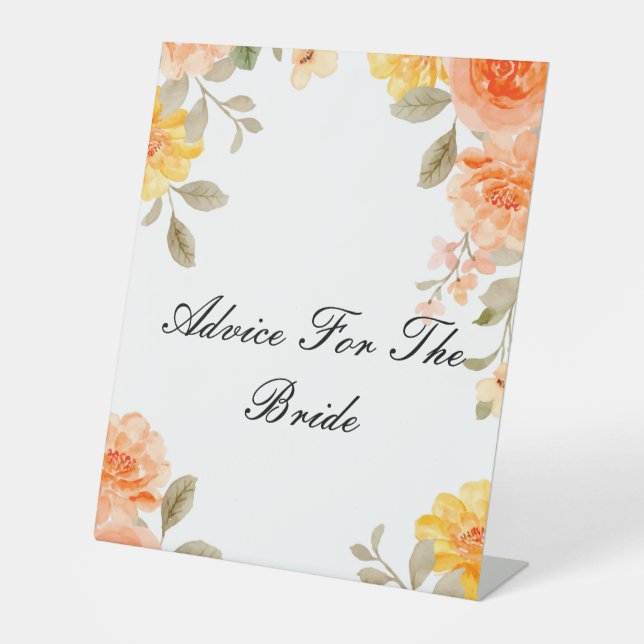 ORANGE FLORAL BOTANICAL ADVICE FOR THE BRIDE SIGN (Front)