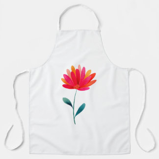 Orange Floral Botanical Apron Minimal Flower