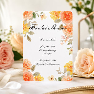 ORANGE FLORAL BOTANICAL BRIDAL SHOWER INVITATION