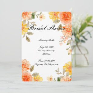 ORANGE FLORAL BOTANICAL BRIDAL SHOWER INVITATION