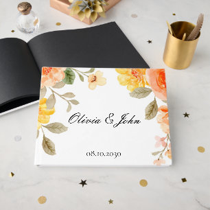 ORANGE FLORAL BOTANICAL BRIDAL SHOWER WEDDING GUEST BOOK