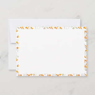 Orange floral botanical pattern  thank you card