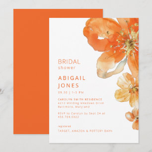 Orange Floral Bridal Shower II Invitation