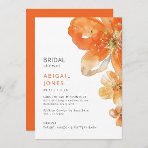 Orange Floral Bridal Shower Invitation