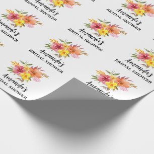Orange Floral Bridal shower Wrapping Paper