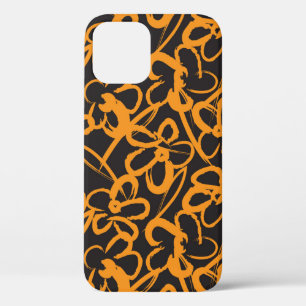 Orange Floral brush strokes seamless pattern backg iPhone 12 Case