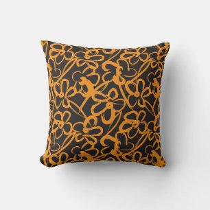 Orange Floral brush strokes seamless pattern backg Cushion
