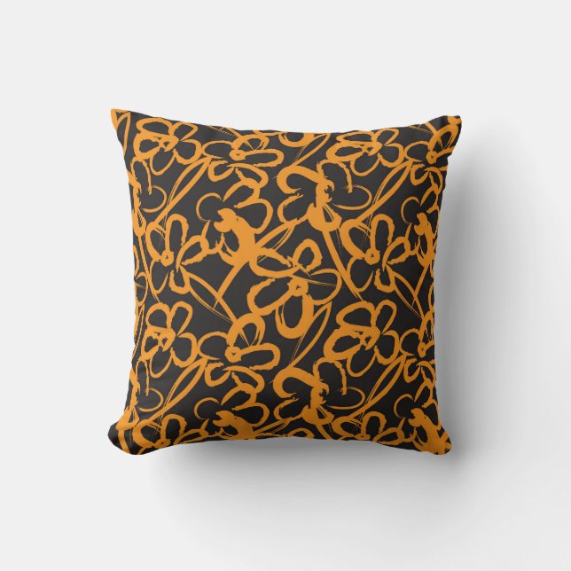 Orange Floral brush strokes seamless pattern backg Cushion (Front)