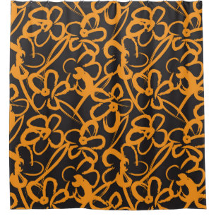 Orange Floral brush strokes seamless pattern backg Shower Curtain