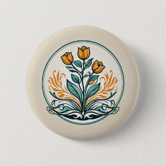 Orange Floral Button