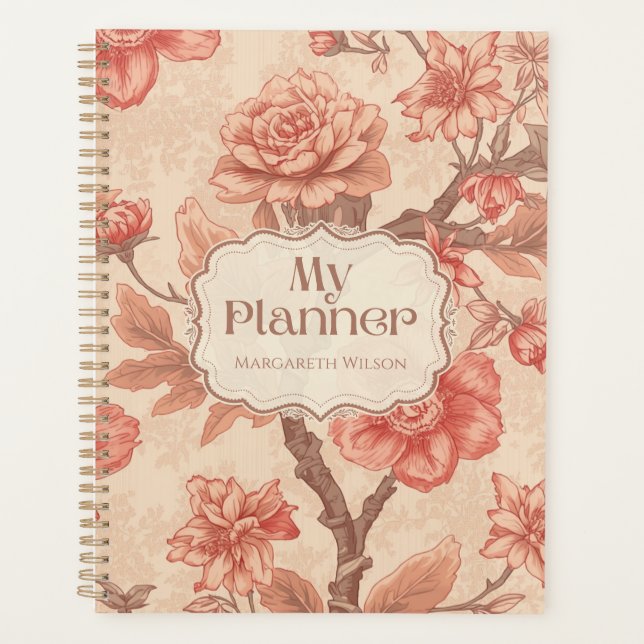 Orange Floral Calendar Planner Student Notebook  (Front)