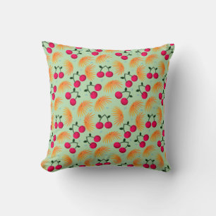 Orange Floral Cherry Pattern   Cute Girly Fruit   Cushion