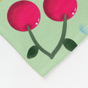 Orange Floral Cherry Pattern   Cute Girly Fruit   Fleece Blanket