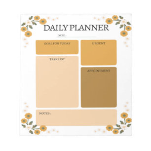 Orange Floral Daily Planner Notepad