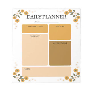 Orange Floral Daily Planner Notepad