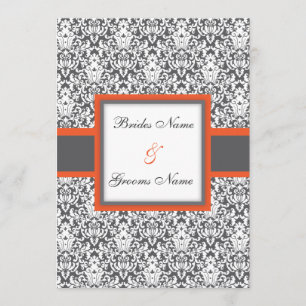 Orange Floral Damask Wedding Invitation