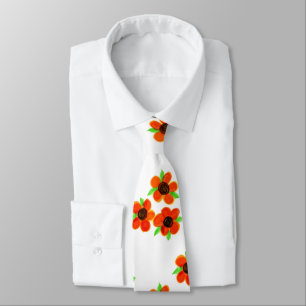 Orange floral design tie